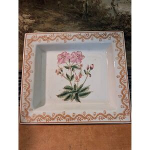 Tozai Home Botanical Geranium Porcelain Decorative Tray Trinket Dish 7x8
